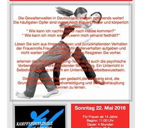 Restplätze für Frauen-Selbstverteidigung am 22. Mai 2016