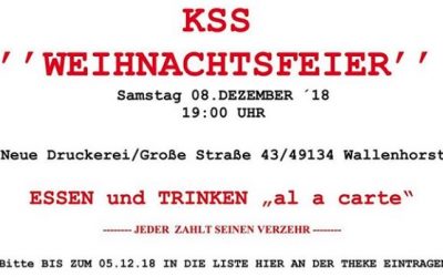 KSS – Weihnachtsfeier am 8. Dezember 2018
