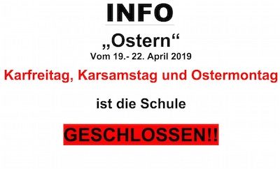 KSS ist Ostern geschlossen!